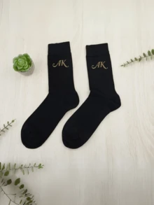1 Pc Embroidered Groomsman Socks, Groomsmen Socks Gifts, Best Man Proposal, Custom Embroidered Socks, Personalized Monogrammed Men's Dress Socks - Multicolor - View 4