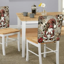 2/4/6pcs Home Decor, Linen Elf Pattern Printed Chair Covers, Suitable For Christmas Gifts, Christmas Decorations, Daily Home Decor, Living Room, Dining Room, Garden, Hotel, Washable Polyester Material Chair Seat Cushion Covers