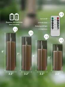 2/3/5pcs Flameless Candles With Remote Control, Battery Operated Flickering Candles, Suitable For Home Decor, Wedding, Fireplace, Christmas, Party - Grey - View 8
