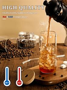 带密封竹盖和吸管的玻璃咖啡杯，圣诞节、万圣节，适合女性、家庭、办公室和学校，用于咖啡、茶、啤酒、果汁、冷热饮品、冰沙等，可重复使用，隔热，用于派对、聚会、节日、感恩节、圣诞节、万圣节、亡灵节、教师节， - 多色B - 查看 11