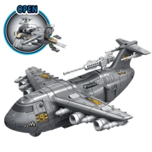 3+ Years Old Kids Airplane Model Toy Set, Transformable Parking Lot With Sliding Track And Mini Cars, Educational Imaginative Play Toy For Boys And Girls - Grey - View 1