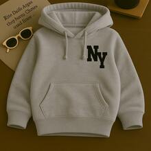 NewY Premium Cotton Flannel Sweatshirt With Pockets And Drawstrings Unisex - Gris - Ver 1