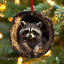 6 Pieces 6 Kinds Of Animal Christmas Ornaments, 2D Cute Christmas Acrylic Pendants, Animals, Raccoon, Owl, Squirrel, Hedgehog, Rabbit, Bird, Beautiful Animal Ornaments, Christmas Party Fireplace Window Decorations, Classic Faith Decorations, Suitable For Christmas And Winter