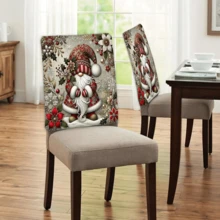 2/4/6pcs Home Decor, Linen Elf Pattern Printed Chair Covers, Suitable For Christmas Gifts, Christmas Decorations, Daily Home Decor, Living Room, Dining Room, Garden, Hotel, Washable Polyester Material Chair Seat Cushion Covers
