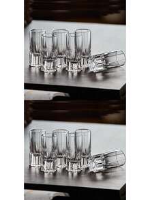 Haus Hana 30ml 1pc/6pcs/12pcs Set Engraved Starburst Crystal Glass Cup, Home Use Baijiu Glass, Luxury High-End Shot Glass, Cocktail Liquor Glass. High-End Leadfree Crystal Glass Cup - Multicolor - View 8