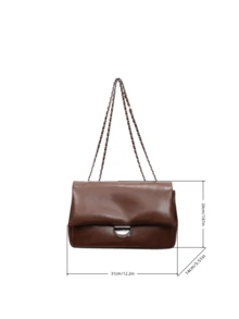 Fashionable New Women's One Shoulder Envelope Bag, Minimalist Retro Style Solid Color PU Leather With Metal Decor, Elegant Quality Versatile Bag Suitable For Travel, Shopping, Commuting
