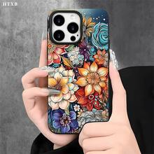 Fundas protectoras para phone con diseño floral colorido y orificios grandes. Compatibles con phone 17, 16 Pro Max, 16, 15 Pro, 14, 14 Plus/14 Pro Max, 13, 13 Pro, 12 Pro, 11 y 11 Pro. Un regalo ideal para amigos y familiares en Halloween y Acción de Gracias. Regalos de temporada, Fundas para smartphones, Diseño floral, Funda elegante, Material resistente a golpes, Funda duradera, Diseño con orificios grandes, Brillo, Para entusiastas de la tecnología, Compradores navideños - Blanco - Ver 3
