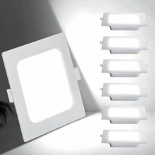 Aigostar Downlight LED Empotrado,6W 620LM Downlight LED,6500K Luz Blanca Fría,Focos de techo,Ojo De Buey LED,Adecuado para salón,dormitorio,cocina,pasillo.Ф95-100mm,Paquete De 6 - Cuadrado-6w-6500k - Ver 1