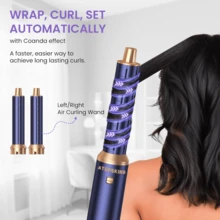 ATOPSKINS 2026 Upgraded 5-In-1 Multi-Function Hot Air Brush, Curling Iron, Straightener Set - Hot Air Brush, Wet & Dry Use, 200 Million Negative Ions Anti-Static Styling, Great Gift (Blue Gold/White Gold/Black Gold/Pink Gold) - EU F Type Plug(220-240V) - View 6