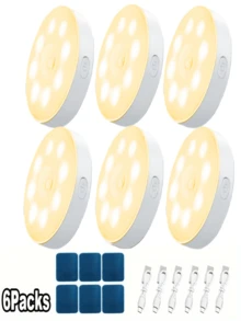 1pc/3pcs/6pcs LED Motion Sensor Night Light, 8LED Rechargeable Cabinet Light, Suitable For Various Room Types Of Lighting, Bedside, Hallway, Closet, Staircase(250mAh) - White - View 13