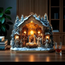 Elegant Acrylic Nativity Scene With Stand - Ideal For Desk & Living Room Decor | Perfect Birthday Or Christmas Gift For Friends | Versatile Religious Home Accent - Multicolor - View 5