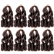 法式卷发辫子 12/16/24 英寸卷发辫子 1/3/8 包预拉伸法式卷发辫子合成接发轻盈发质女士蓬松波浪辫子辫子自然黑色，4# - 黑棕色 - 查看 12