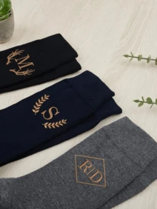 1 Pc Embroidered Groomsman Socks, Groomsmen Socks Gifts, Best Man Proposal, Custom Embroidered Socks, Personalized Monogrammed Men's Dress Socks - Multicolor - View 3