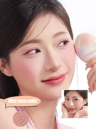 Amortals 4g Air Cushion Blush #Misty Rose, Natural Finish, Non-Powdery Highlighter Blush Contour 3-In-1 Liquid Blush Cream, Suitable For Beginners, Makeup Artists, Gifts, Dates, Weddings, Christmas, Winter, Halloween, Thanksgiving, Graduation, Birthday, Holidays, Spring/Autumn Y2K, Fashionable Women, Makeup, Beauty, Parties, Beach, Travel, Camping, Outdoor, Campus Events, Decorations, Rose Girl Cosplay, Premium Makeup, Atmosphere