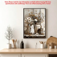 1pc Rustic Farmhouse Floral Oil Painting On Canvas Ideal For Room Decor, Bedroom Decor, Living Room Decor, Wall Art, Posters Retro-Style Summer/Fall Seasonal Theme Artwork Canvas (Optional Frame)