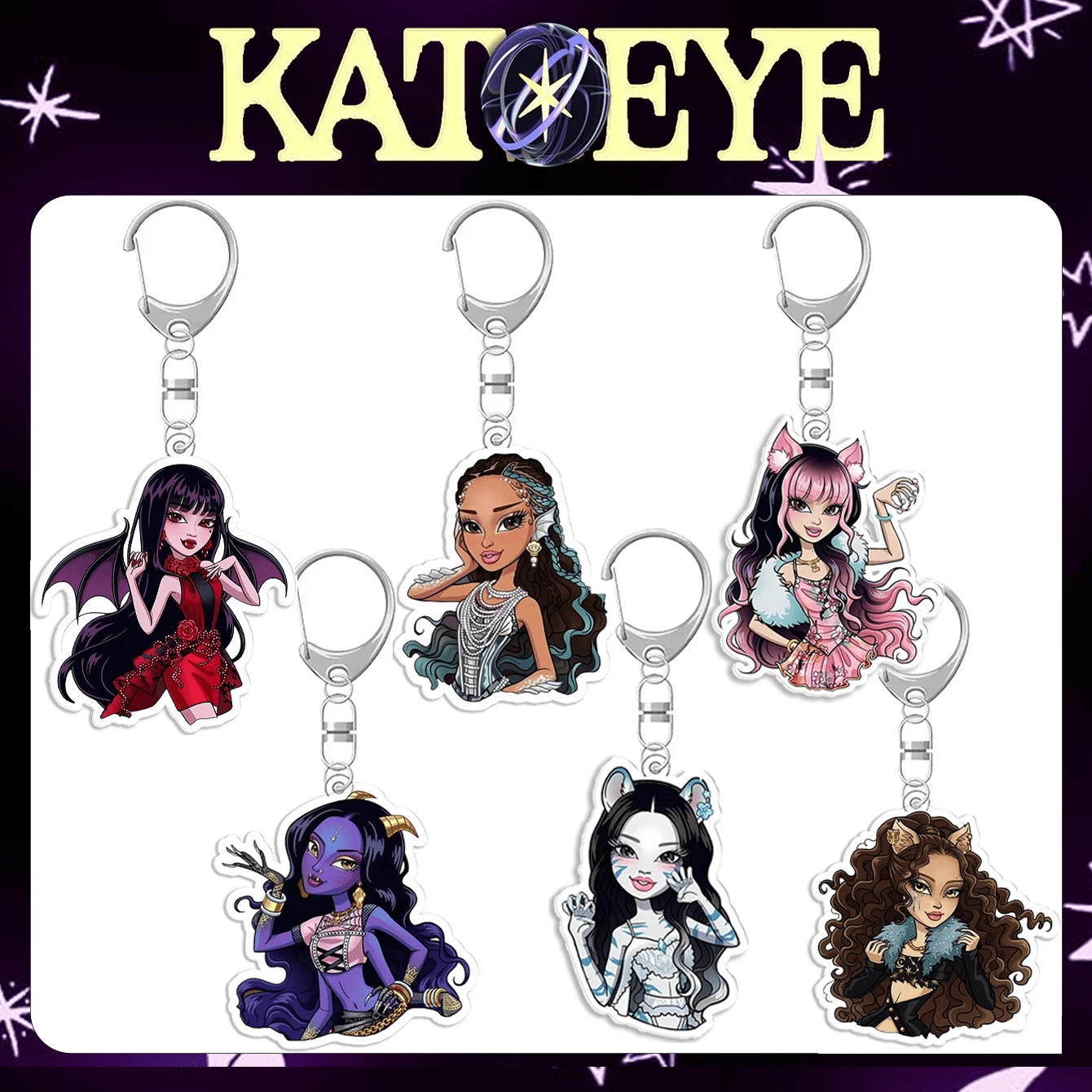 Katseye Keychain, Kpop Fans Merch Goods, Cartoon Cute Keychain, 2D Acrylic Flat Keychain, Bag Pendant Keychain, Collection Gift, Valentine's Day Gift, Birthday Gift