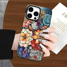 Fundas protectoras para phone con diseño floral colorido y orificios grandes. Compatibles con phone 17, 16 Pro Max, 16, 15 Pro, 14, 14 Plus/14 Pro Max, 13, 13 Pro, 12 Pro, 11 y 11 Pro. Un regalo ideal para amigos y familiares en Halloween y Acción de Gracias. Regalos de temporada, Fundas para smartphones, Diseño floral, Funda elegante, Material resistente a golpes, Funda duradera, Diseño con orificios grandes, Brillo, Para entusiastas de la tecnología, Compradores navideños - Blanco - Ver 4