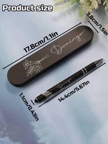 1pc Customized Ballpoint Pen (With Birthday Flower And Name), Personalized Teacher Pen Pouch, Christmas Gift, Black, Friends, Couples, Home, Office, Customizable Name, Suitable For Family, Friends, Classmates, Teachers, Personalized Wedding Gift, Christmas Gift, Graduation Gift - Style 3 - View 4