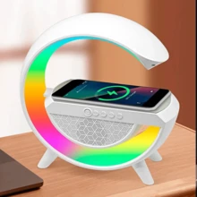 Altavoz Bluetooth con Cargador Inalámbrico, Máquina de Ruido Blanco y Despertador 3 en 1 con Luces RGB - Blanco - Ver 7