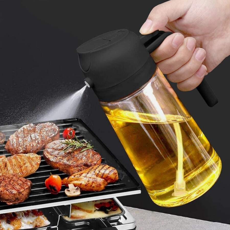 2 In 1 Oil Sprayer For Cooking Oil Oil Spray Bottle Oil Atomizer Oil Spray Vinegar Sprayer - Black - View 1