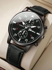 6pcs Minimalist Casual Men's Quartz Leather Watch Set, Suitable For Various Holiday Gifts - Multicolor - View 3