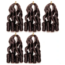 法式卷发辫子 12/16/24 英寸卷发辫子 1/3/8 包预拉伸法式卷发辫子合成接发轻盈发质女士蓬松波浪辫子辫子自然黑色，4# - 黑棕色 - 查看 11
