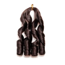 法式卷发辫子 12/16/24 英寸卷发辫子 1/3/8 包预拉伸法式卷发辫子合成接发轻盈发质女士蓬松波浪辫子辫子自然黑色，4# - 黑棕色 - 查看 14