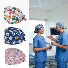 Women's Elastic Nurse Hat With Fun Animal Floral Prints – Breathable Adjustable Scrub Cap For Medical Staff, Washable Workwear Accessories For Healthcare, Dental Clinic & Operating Room Professionals - Kiểu 3 - Xem 2