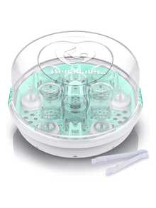 婴儿奶瓶电动蒸汽消毒器，适用于婴儿奶瓶、奶嘴、吸奶器部件，PP 材质，2 分钟内快速消毒 99.99%，大容量可容纳 4 个婴儿奶瓶 + 4 个奶瓶奶嘴 + 4 个瓶盖，小巧便携的设计，婴儿奶瓶电动烘干机 - 白色 - 查看 9