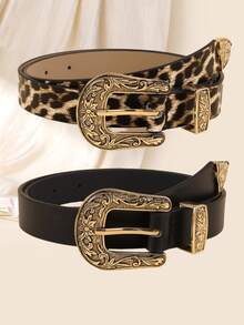 2 chiếc thắt lưng da trang trí cổ điển thanh lịch kiểu phương Tây, thời trang đa năng cho nữ mùa hè, mùa thu, mùa thu, Halloween - Nhiều màu - Xem 7