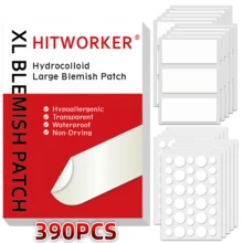 Adesivos de hidrogel para acne, tamanho grande, 195/390 unidades/caixa, adesivos de limpeza profunda para acne, cobertura eficaz para manchas de acne, presentes para cuidados com a pele para homens e mulheres, presentes de Halloween