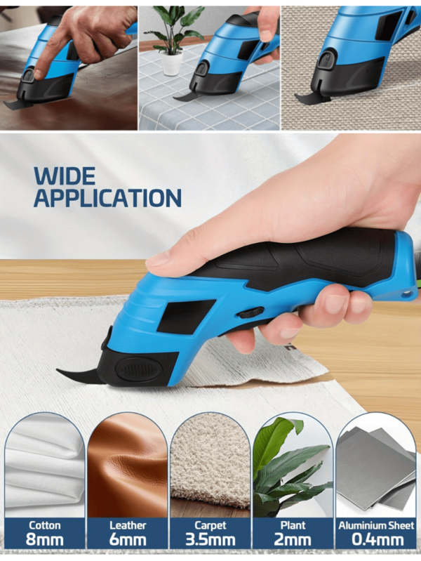 مقص كهربائي لاسلكي للأقمشة، أداة قطع احترافية مناسبة للأشغال اليدوية والخياطة وقطع الورق المقوى