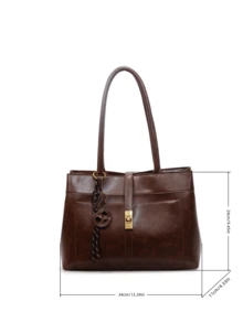 Fashionable New Women's City Commuter Tote Bag, One Shoulder Underarm Bag With Metal Twist Lock Decoration, Comes With Personalized Pendant, Elegant And High-Quality, Suitable For Commuting, Shopping, Work And Other Occasions