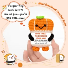 1pc Handmade Crocheted Desktop Decor Ornament, Cute Sushi Design, Great Birthday Gift For Best Friends, Sisters, Moms, Grandmas, Unisex, Keychain, Plush Doll, Positive Emotion, Creative Party Favor For Halloween, Christmas