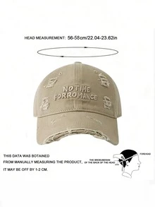 Gorra de béisbol desgastada para mujer, con bordado de letras, ajuste estilizante con ala ancha