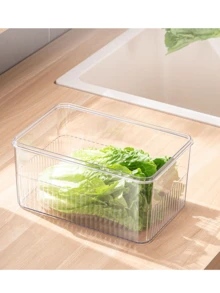 带定时器的冰箱水果储存容器，可重复使用的冰箱塑料食品储存农产品容器，食品塑料整理盒，保持食物新鲜，带夹盖的冷冻肉类和蔬菜容器，透明设计，方便查看，冰箱储存解决方案 | 时尚储物盒 | 盖子设计 - 彩色 - 查看 8