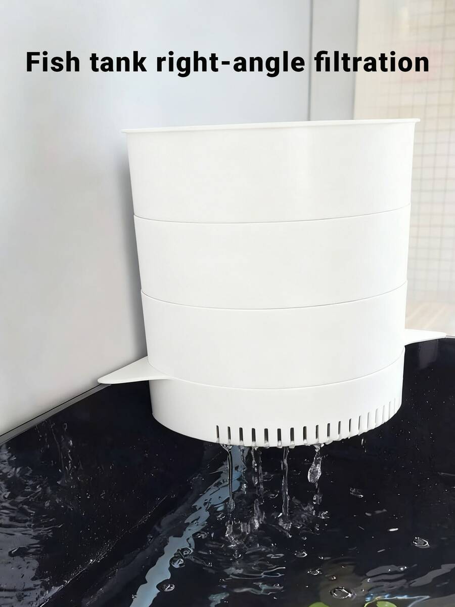 1set Right-Angle Fish Tank Multi-Layer Filter With Circulation Filtration System - Water Purification & Beneficial Bacteria Cultivation For Fish Tanks/Small Fish Ponds/Turtle Tanks, Amphibian/Fish Habitats & Freshwater/Saltwater Aquarium Water Maintenance Accessory