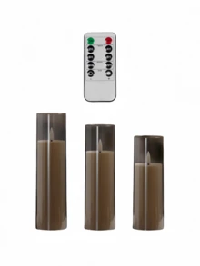 2/3/5pcs Flameless Candles With Remote Control, Battery Operated Flickering Candles, Suitable For Home Decor, Wedding, Fireplace, Christmas, Party - Grey - View 10
