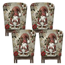2/4/6pcs Home Decor, Linen Elf Pattern Printed Chair Covers, Suitable For Christmas Gifts, Christmas Decorations, Daily Home Decor, Living Room, Dining Room, Garden, Hotel, Washable Polyester Material Chair Seat Cushion Covers