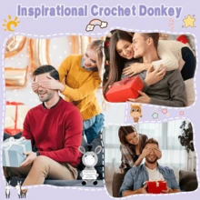 1pc Handmade Crocheted Desktop Decor Ornament, Cute Donkey Animal Figurine, Ideal Gift For Best Friend, Birthday, Girlfriend, Sister, Mom, Grandma, Coworker, Family, Keychain, Plush Doll, Decoration For Room, Halloween, Christmas