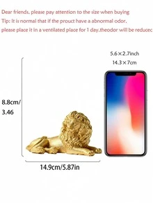 Elegante escultura de león dorado de resina - Estilo vintage con detalles exquisitos, perfecto como símbolo de éxito y decoración del hogar, ideal para oficina, dormitorio, sala de estar, entrada o gabinete de TV, exhibición de bar, decoración de pared con león, regalo festivo