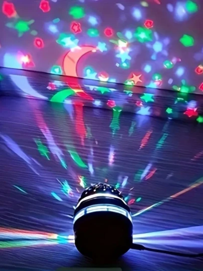 1 件/USB 供电 LED 星月投影光源 - 黑白两色，非常适合卧室、客厅、派对装饰、秋季节日礼物，LED 夜灯卧室装饰灯，RGB 月亮银河投影灯。适用于房间、卧室、客厅、派对礼品、圣诞节和万圣节