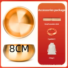 Handcrafted Copper Singing Bowl Set - Authentic Gold Hammered Design With Solid Wood Mallet & Burlap Drawstring Bag