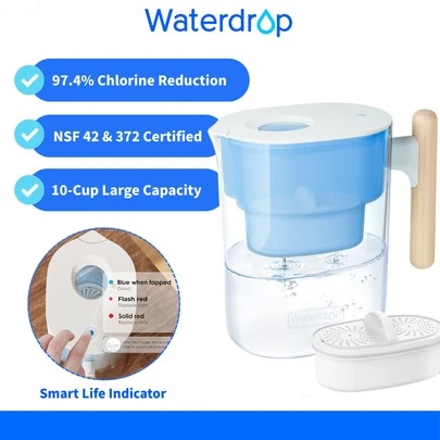 Waterdrop 3,5L waterfilterkan met 1*90 dagen filterpatroon, vermindert kalkaanslag, chloor, lood, koper in het water, NSF gecertificeerd (vervangingsfilter: WD-PF-01A Plus)