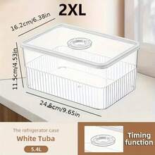 带定时器的冰箱水果储存容器，可重复使用的冰箱塑料食品储存农产品容器，食品塑料整理盒，保持食物新鲜，带夹盖的冷冻肉类和蔬菜容器，透明设计，方便查看，冰箱储存解决方案 | 时尚储物盒 | 盖子设计 - 彩色 - 查看 12