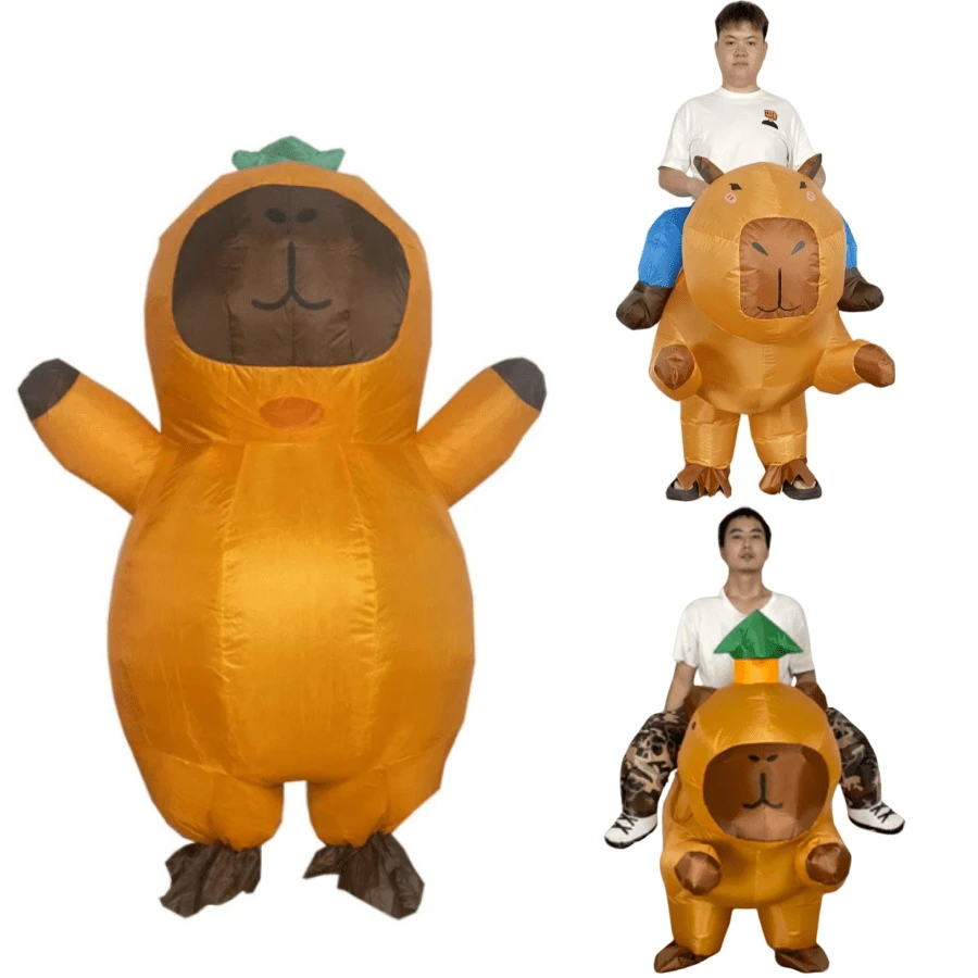Inflatable Capybara Costume For Adults With Leaf Hat Funny Cartoon Animal Outfit For Halloween Birthday Party Cosplay Show Suit - Nhiều màu - Xem 1