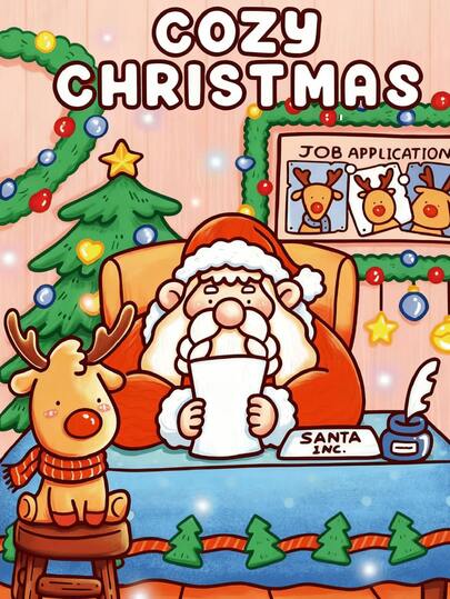 Cozy Christmas: 1 Piece Adult & Teen Cocoa Coloring Book, Super Cute Comfy Design, Ideal For Relaxing Wellness Space (Comfort Coloring). Release Emotions, Relieve Anxiety, Perfect Gift For Holidays & Special Occasions, Gift For Girls & Boys, Teens, Kids, Coloring Book, Painting Set, School & Office Supplies, A4 Size 28*20cm, Double-Sided Printing, Extra Thick Paper