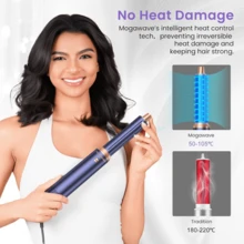 ATOPSKINS 2026 Upgraded 5-In-1 Multi-Function Hot Air Brush, Curling Iron, Straightener Set - Hot Air Brush, Wet & Dry Use, 200 Million Negative Ions Anti-Static Styling, Great Gift (Blue Gold/White Gold/Black Gold/Pink Gold) - EU F Type Plug(220-240V) - View 7