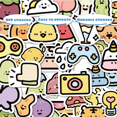 78pcs Stick Figure Small Object Stickers - Cute And Fun Stickers, Mixed Colors, Vinyl, Asymmetrical Shapes, Cartoon Patterns, Suitable For Wood, Plastic, Glass, Metal, Ceramic, Self-Adhesive