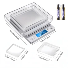 1pc Small Stainless Steel DigitalKitchen Scale, Palm Size, 3kg/0.1gMulti-Functional Pocket CookingScale, Mini Food Scale, Backlit LCDDisplay Professional ElectronicJewelry Scale,Leather Goods AndPC Function, Suitable For HomeCooking Scale, Travel, Food, KitchenSupplies, Baking Tools, Weight LossStainless Steel. Battery Not Included